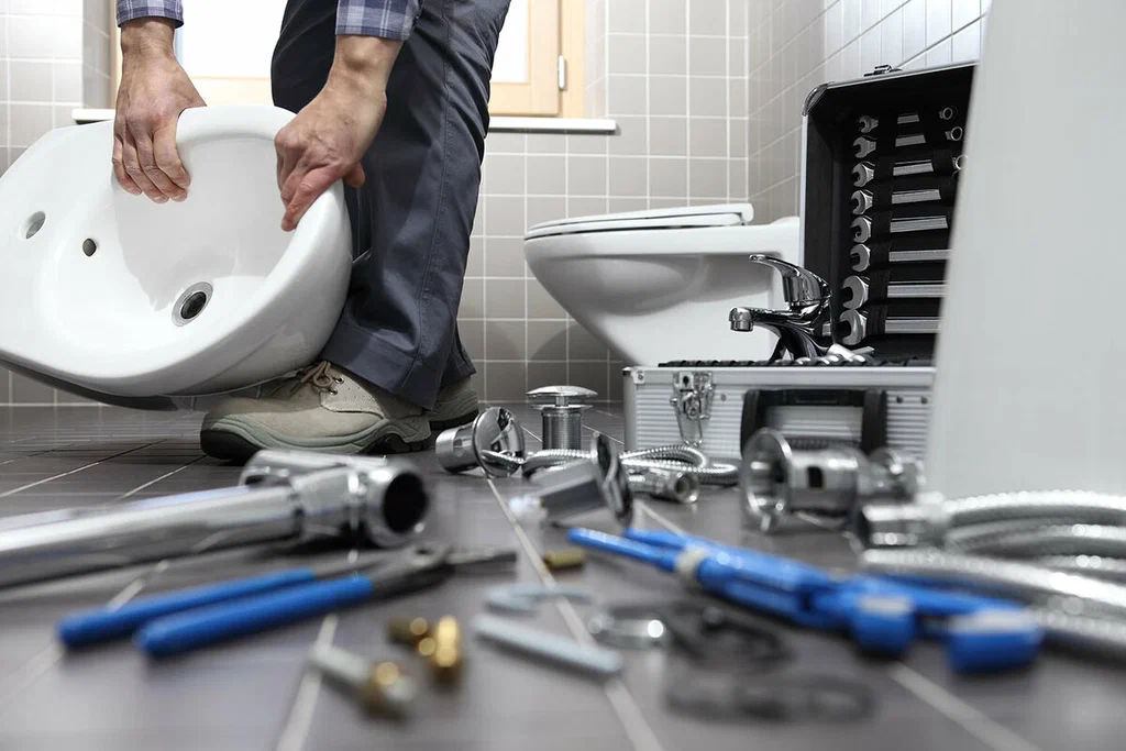 Plumbing tools prepared for a bathroom repair in Greenacres